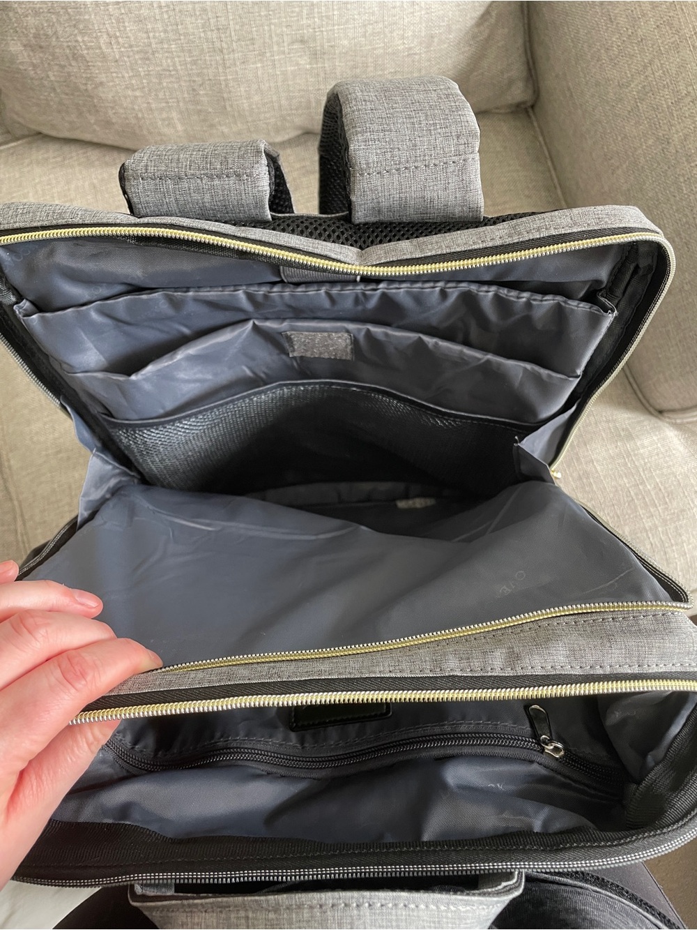 Gray Women's Tech Backpack with Padded Compartments - Unbranded